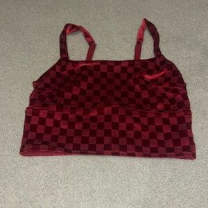 Red velvet checkered crop top